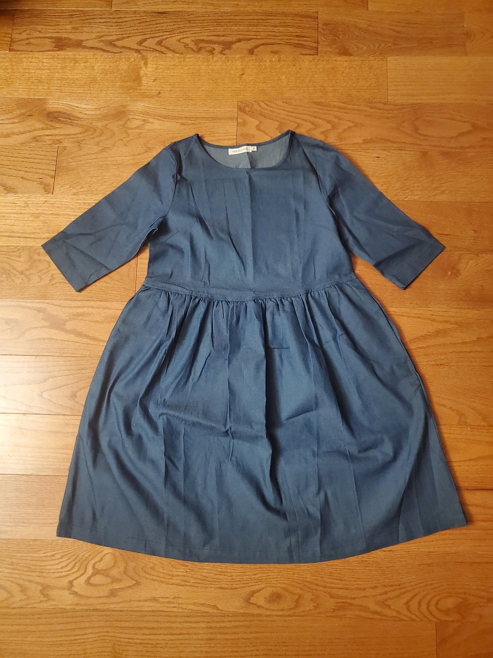 MISSLOOK Navy Blue Midi Fit-and-Flare Dress Medium